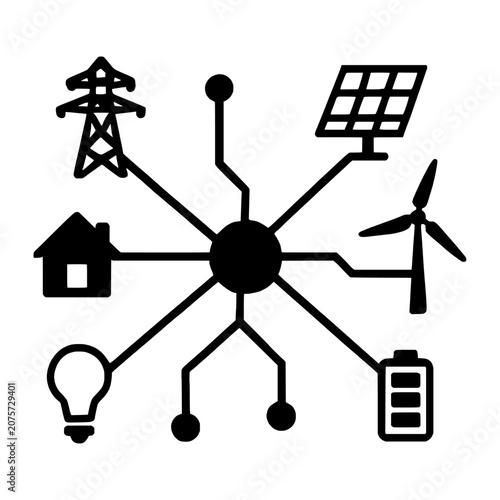 Smart Grid Network Silhouette