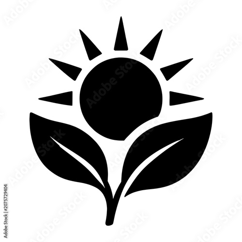 Sun and Leaves Silhouette