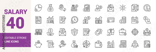 Foto salary icon collection editable stroke line for business ui