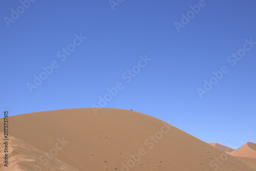 Massive Sand Dune Under Clear Blue Sky in Namib Desert, Sossusvlei Namibia - Minimalist Desert Landscape
