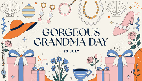 Beautiful flat illustration for gorgeous grandma day celebration in July