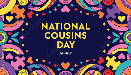 Fotografia Colorful flat design illustration celebrating national cousins day in july