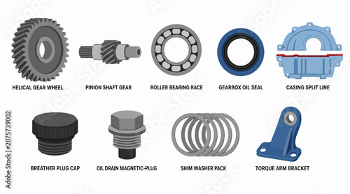 Collection of Industrial Mechanical Components and Parts.