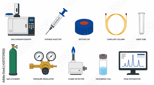 Collection of laboratory and industrial equipment icons.