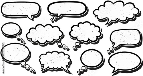 Fotografia Assorted Speech and Thought Bubbles in Black and White.