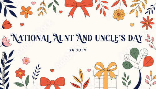 Фотография Elegant floral frame design for National Aunt and Uncle Day celebration