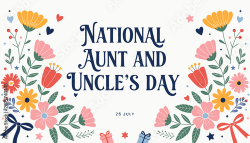 Φωτογραφία Elegant floral frame design for national aunt and uncle day celebration