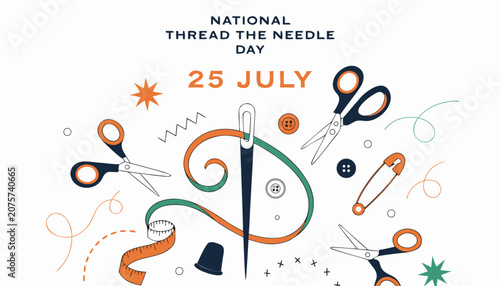Canvastavla Colorful sewing tools illustrated for national thread the needle day celebration