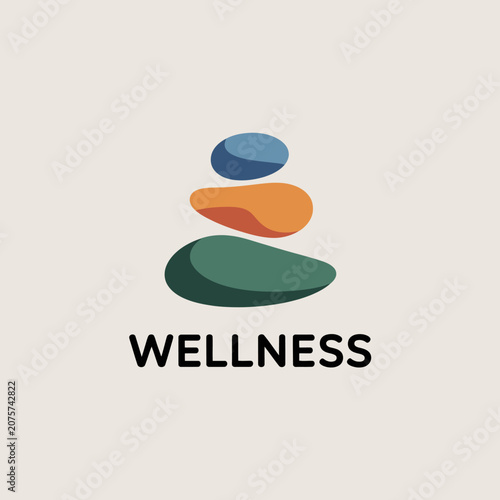 Colorful stacked stones wellness logo design concept.
