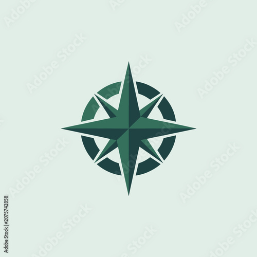 Tableau sur toile Green Compass Rose Nautical Navigation Symbol.