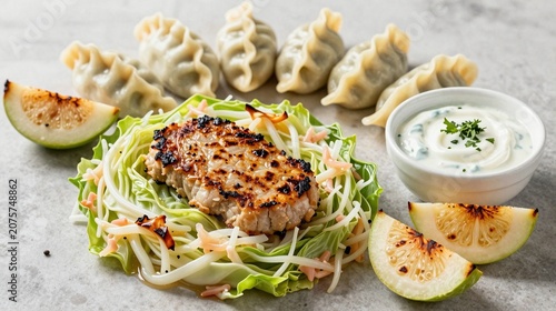Modern Cabbage Recipe Spread with Charred Steaks, Dumplings and Fermented Slaw