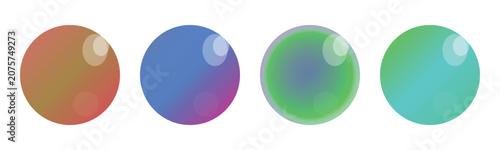 Collection of gradient spheres with highlights on white background gradient colorful reflection interface abstract