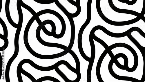Abstract Organic Black and White Seamless Line Pattern Background
