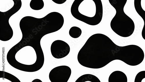 Abstract Black And White Organic Shapes Seamless Pattern