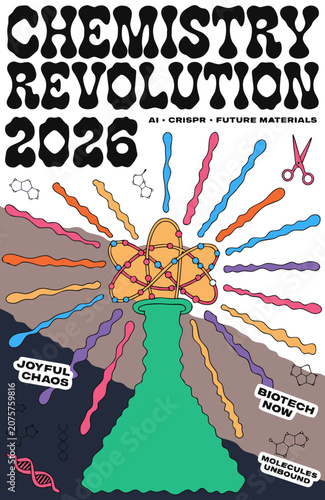 Chemistry Revolution Retro Naive Maximalist Vector Art 2026