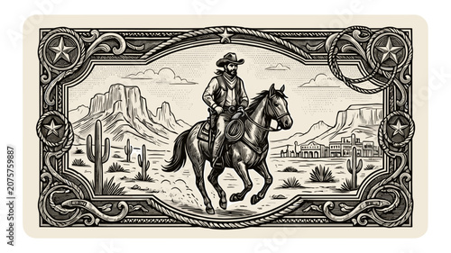 vintage western cowboy card