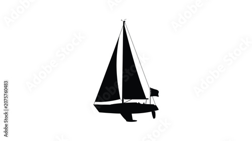 Canvastavla Sailing yacht silhouette against a white background nautical vessel outline