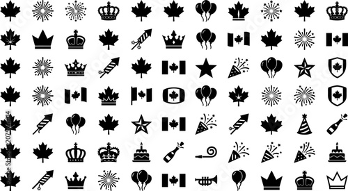 Canada day celebration icons