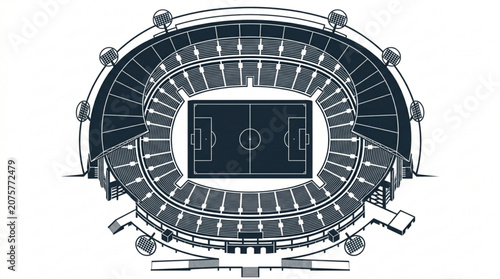 Top view of football stadium illustration vector