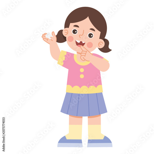 Girl Holding Lost Tooth