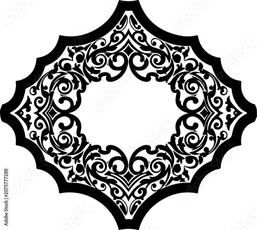 Black, ornate, decorative frame, border, vector illustration, swirling patterns, elegant design element