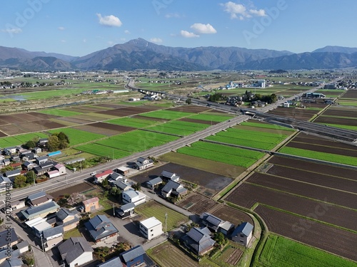Canvastavla Aerial view of rural farmland and scattered villages