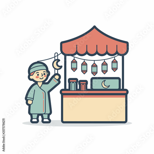 Man selling food at Ramadan stall.