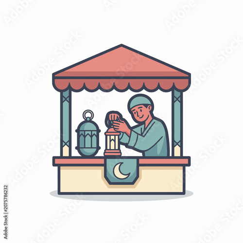 Man selling traditional arabian coffee.