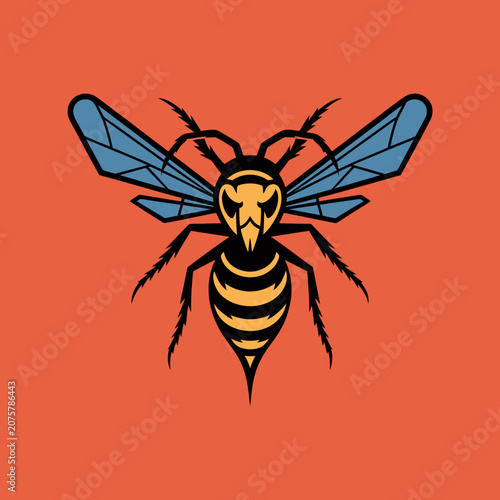 Stylized Wasp Insect Graphic Illustration.
