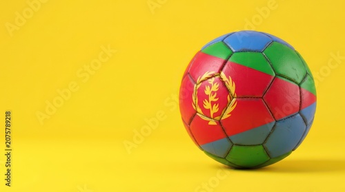 Soccer Ball with Flag on Yellow Background