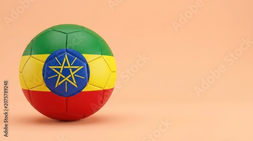 Soccer Ball with Flag Design on Orange Background
