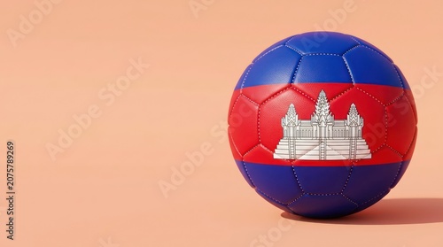 Soccer Ball with National Flag Design on Neutral Background