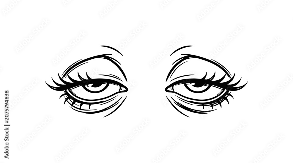 Fototapeta premium Sleepy Eyes Illustration