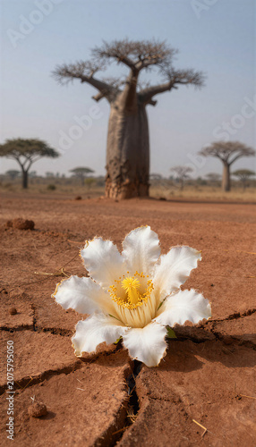 Baobab Blossom in African Clay Crack