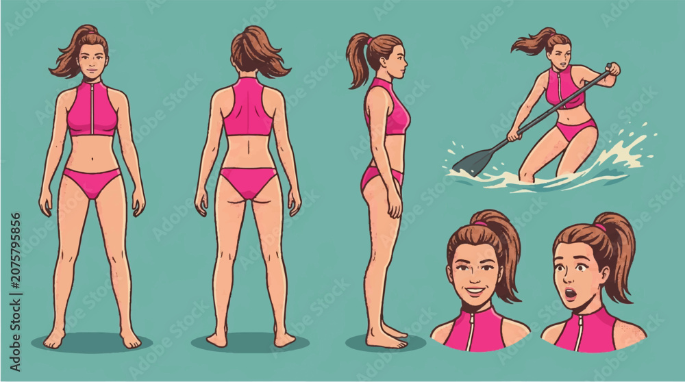 © MuhammadThoriq - Paddleboarder character standing on water sports equipment