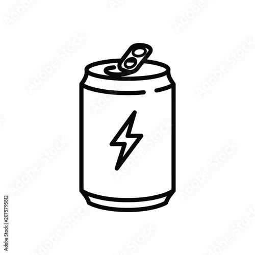 Energy drink can features a lightning bolt symbol for a power beverage concept.