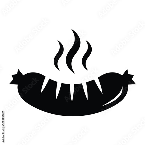 Sausage grill icon features a steaming cooked meat link with char marks.