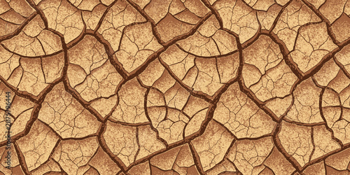 Dry cracked earth surface under natural sunlight exposure Vector
