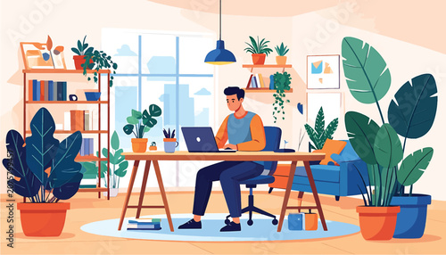 Diverse group of people working in office environment.