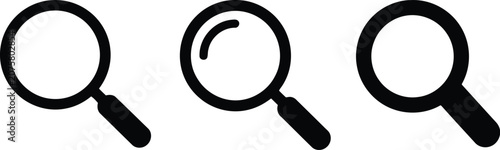 Obraz na plátně Three Magnifying Glasses Isolated on White Background for Search, Inspection and