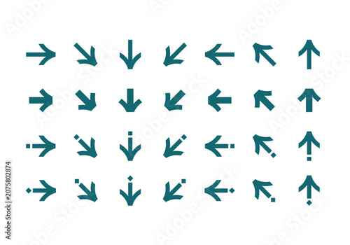 Modern simple vector arrow icon collection set in any direction