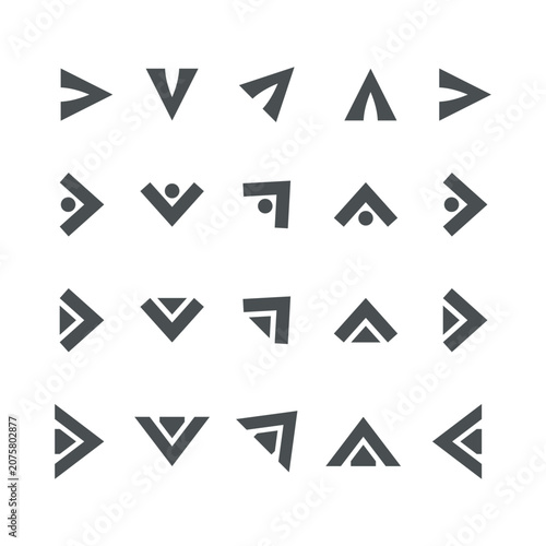collection of bold triangle arrow icon direction modern style