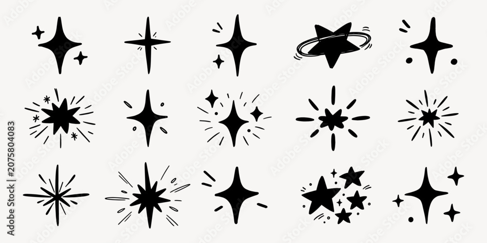 Fototapeta premium Hand-drawn starburst doodle collection vector elements