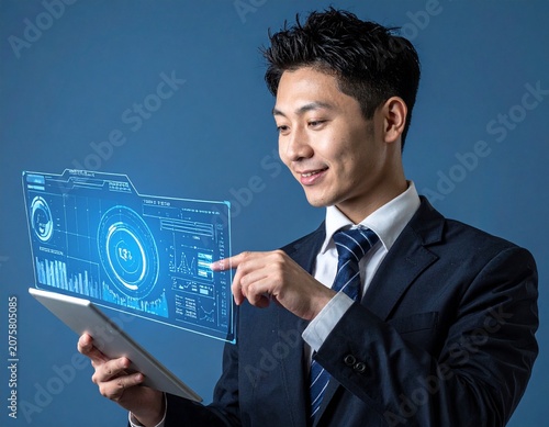 Man interacts with futuristic display (3)