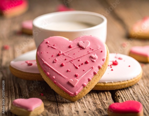 Heart cookies with pink icing