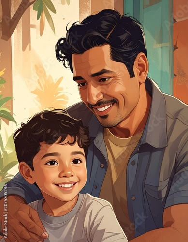 Father's warm embrace of son
