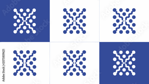Quadro su tela Interconnected circular elements pattern with alternating colors and backgrounds
