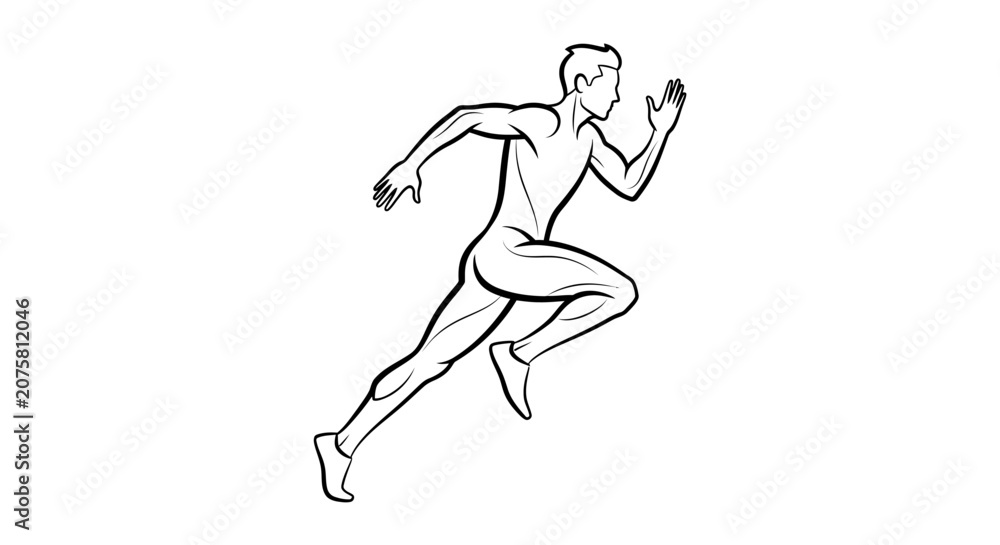 Obraz premium Minimalist line art illustration of a man sprinting fast