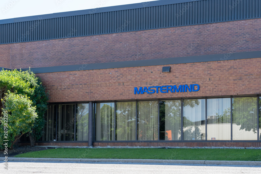 Obraz premium Scarborough, Toronto, Canada - June 27, 2026: Mastermind Toys Head Office on Milner Ave in Scarborough, Toronto, Canada. Mastermind Toys is a Canadian toy store chain.