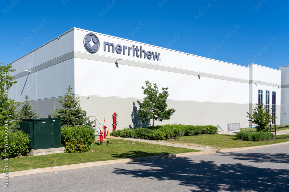 Obraz premium Scarborough, Toronto, Canada - June 27, 2026: Merrithew facility on Tapscott Rd in Scarborough, Toronto, Canada. Merrithew International Inc is a health and fitness company that specializes in the Pil